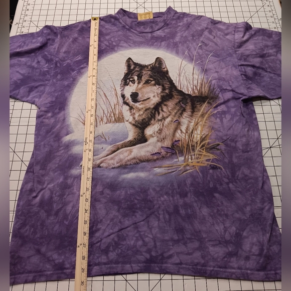 Y2K 1999 The Mountain Tie-Dye Wolf tee, XXL, Purple, Good cond., rips last pic - Picture 1 of 6